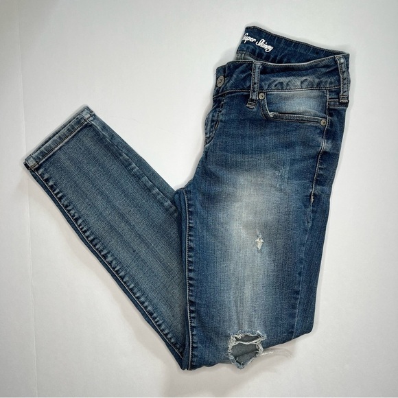 G by GUESS Suzette Super skinny Jeans dark wash low rise distressed size 29 - Picture 1 of 16
